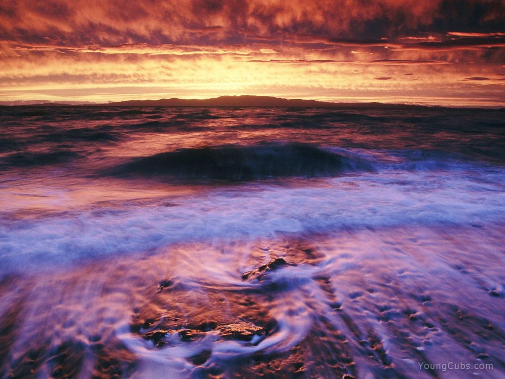 Sunset Over the Coromandel Peninsula, North Island, New Zealand
